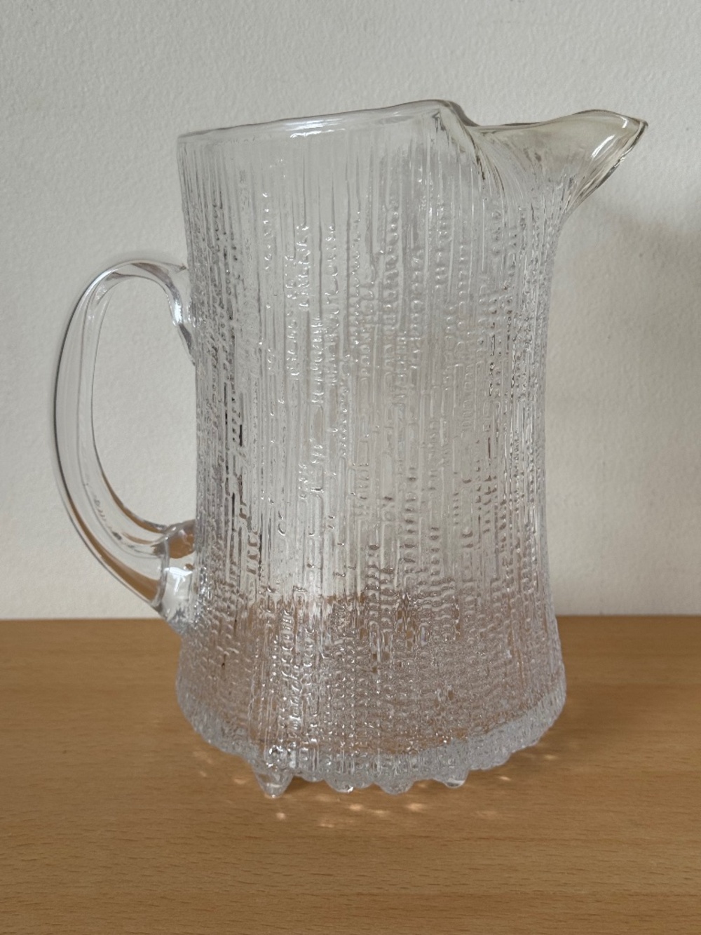 Iittala Ultima Thule Glass Pitcher Tapio Wirkkala Finland Textured Ice Bark